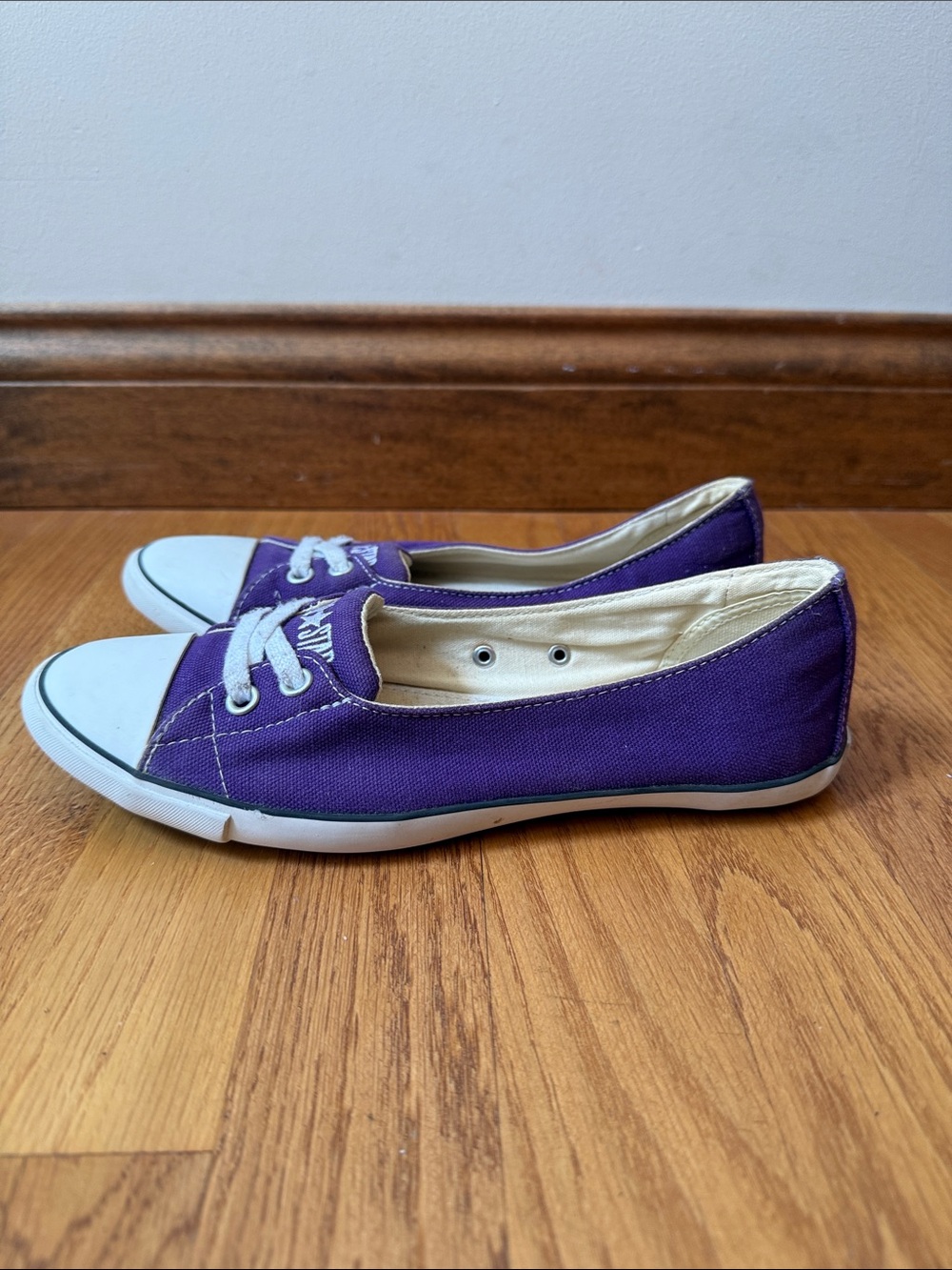 Converse All Star Ballet Lace Low Cut Canvas Sneakers Slip On Purple Women’s 7 - Picture 4 of 8